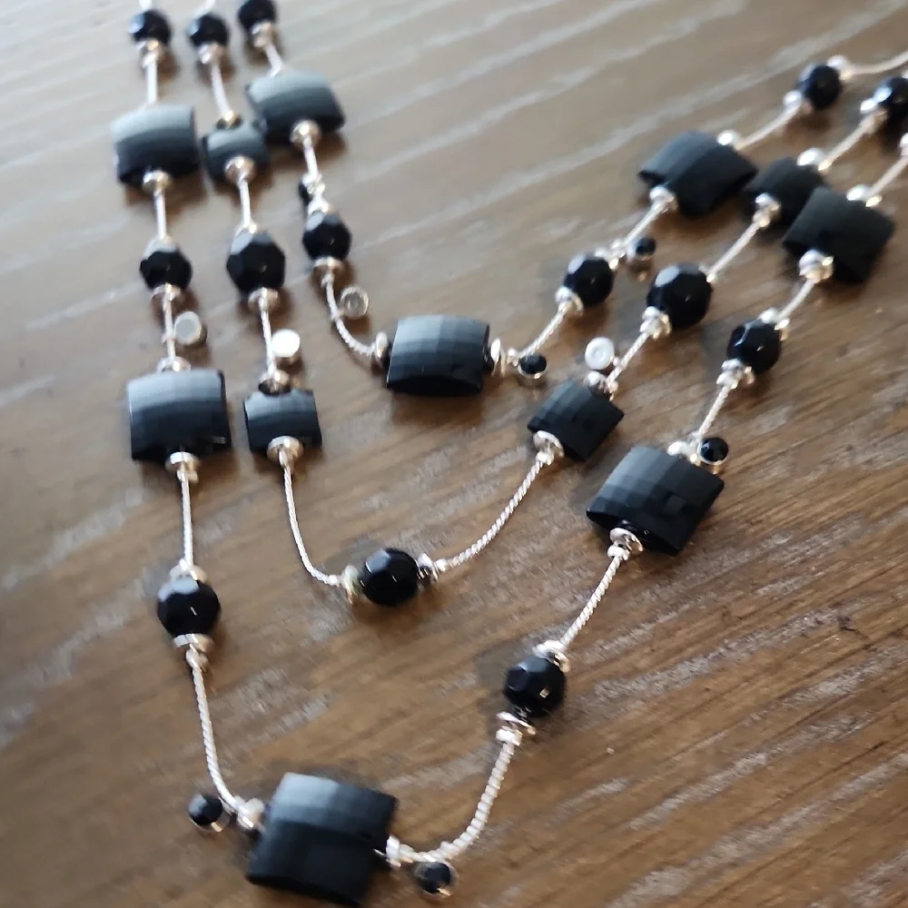 Black Bead Multi-Layer Necklace